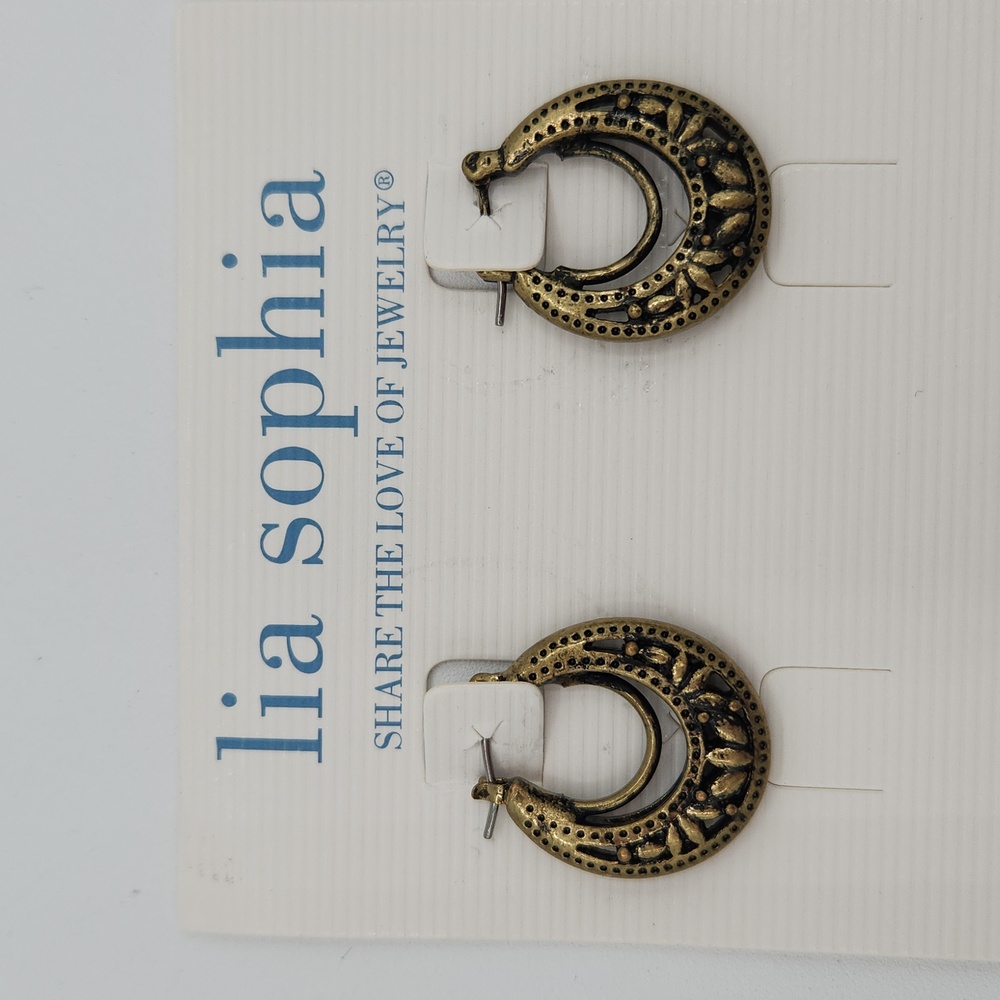 Lia Sophia Retired Amid Gold Tone Earrings